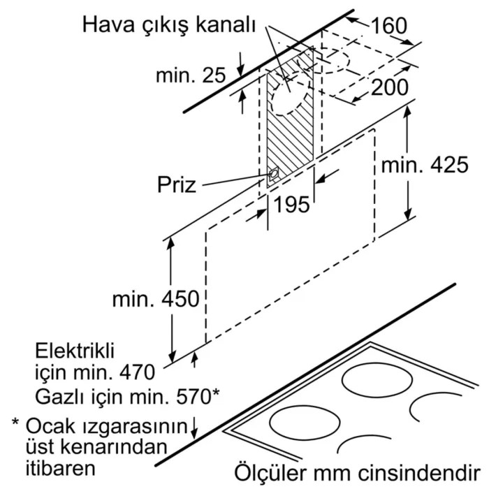 Siemens LC95KA270T 90 Cm Beyaz Cam Davlumbaz