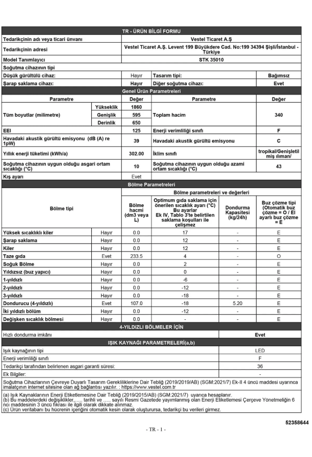 Regal STK 35010 Statik Kombi Buzdolabı