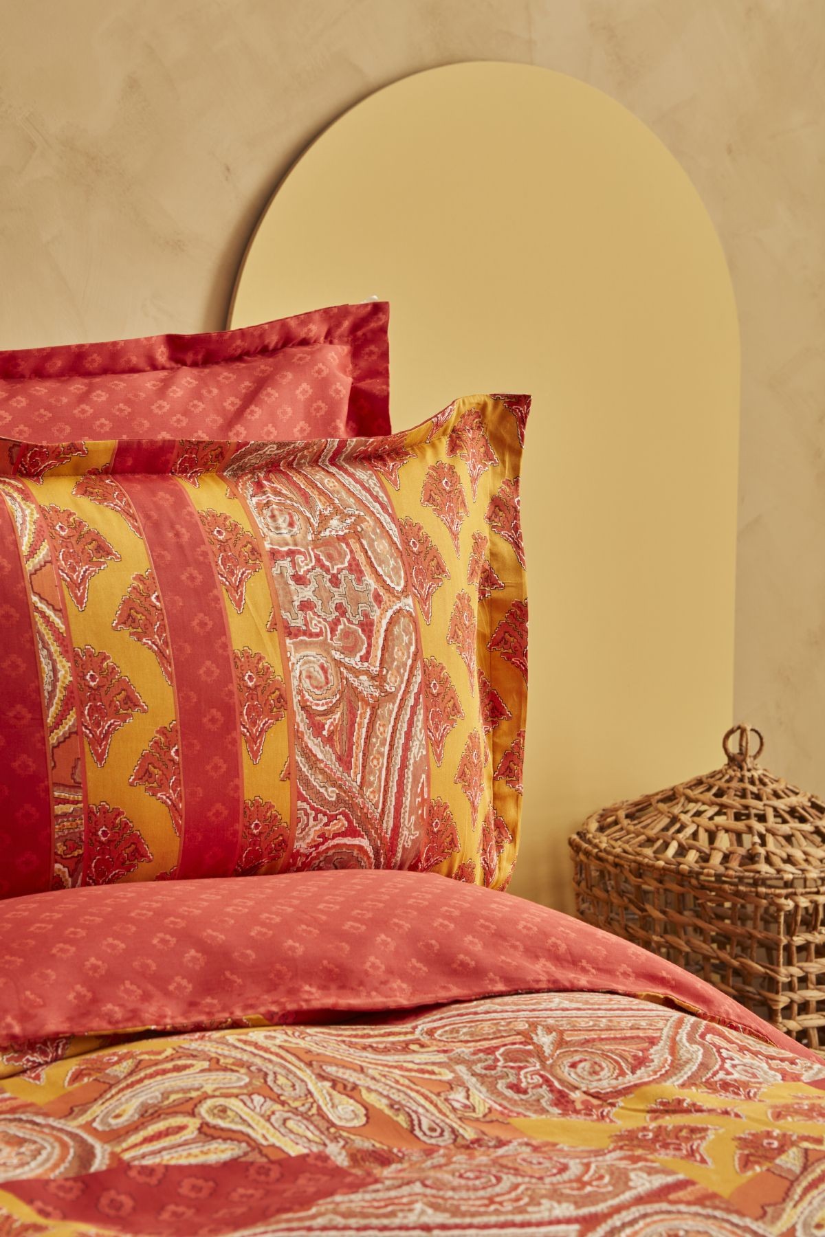 Marıs Terracotta %100 Pamuk Çift Kişilik Saten Nevresim Takımı