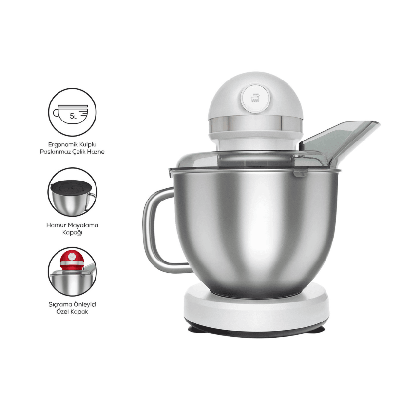 Karaca Mastermaid Chef Pro Çift Kollu Stand Mikser Pearl White 1750 W