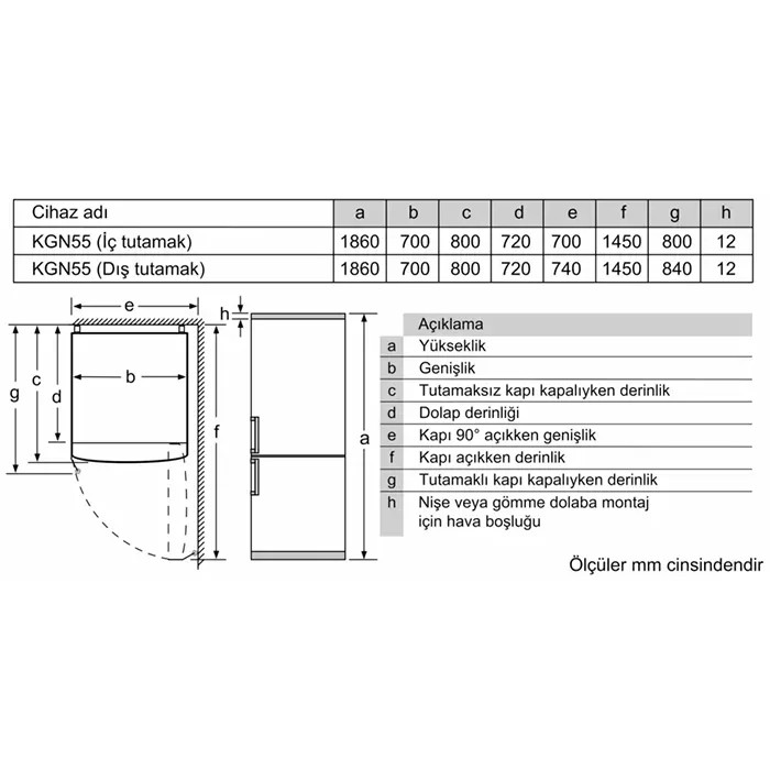 Siemens KG55NVIE0N Kolay Temizlenebilir Inox NoFrost Buzdolabı