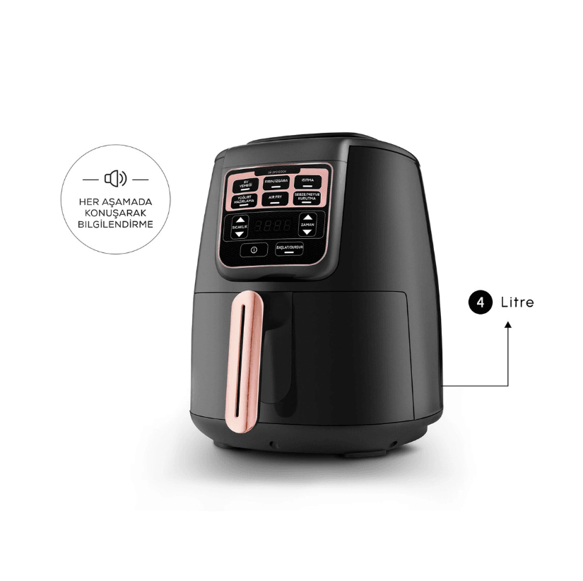 Karaca Air Pro Cook XL 2 in 1 Konuşan Airfryer Rosegold 4 Kişilik