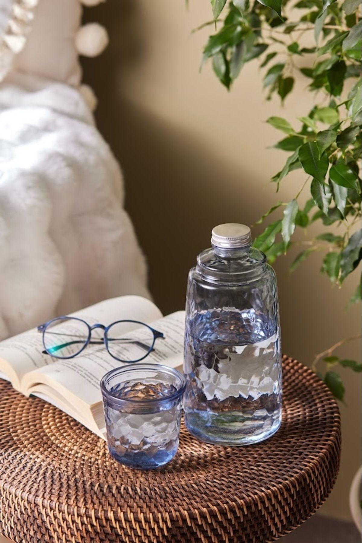 Loise Başucu Cam Sürahi Mavi 1100 ml