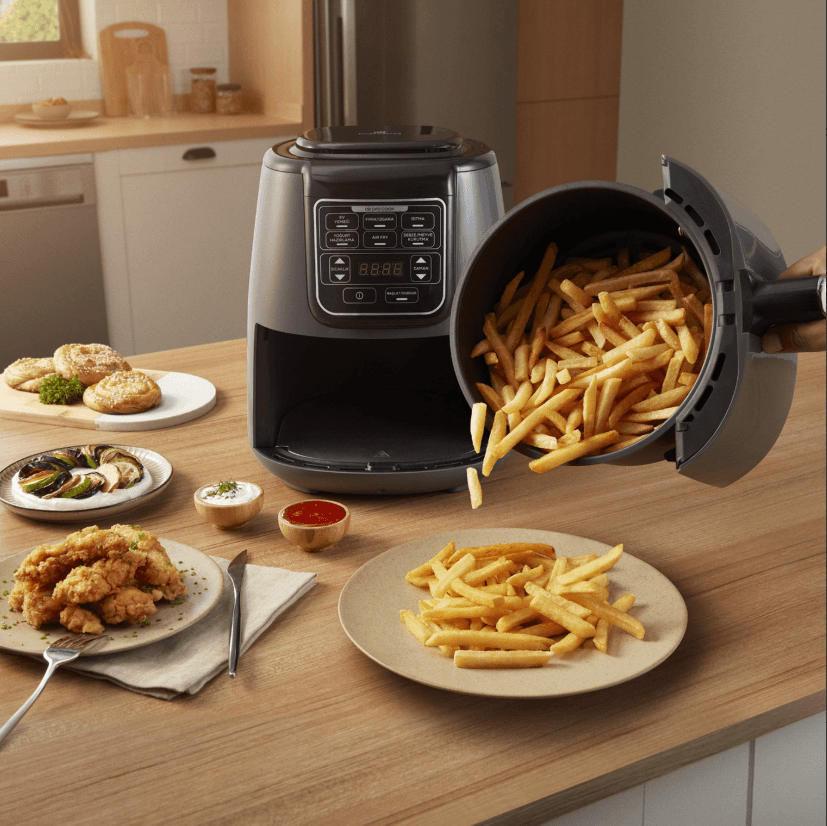 Karaca Air Pro Cook XL 2 in 1 Konuşan Airfryer Black Chrome 4 Kişilik