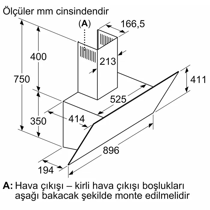 Siemens LC97KPJ70T 90 cm Gri Cam Davlumbaz