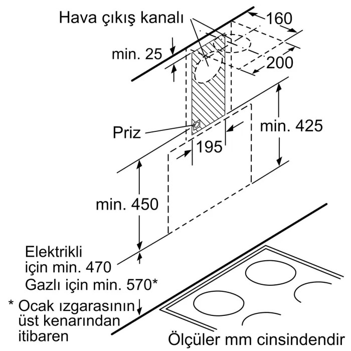 Siemens LC65KAJ70T 60 cm Titanium Gri Davlumbaz