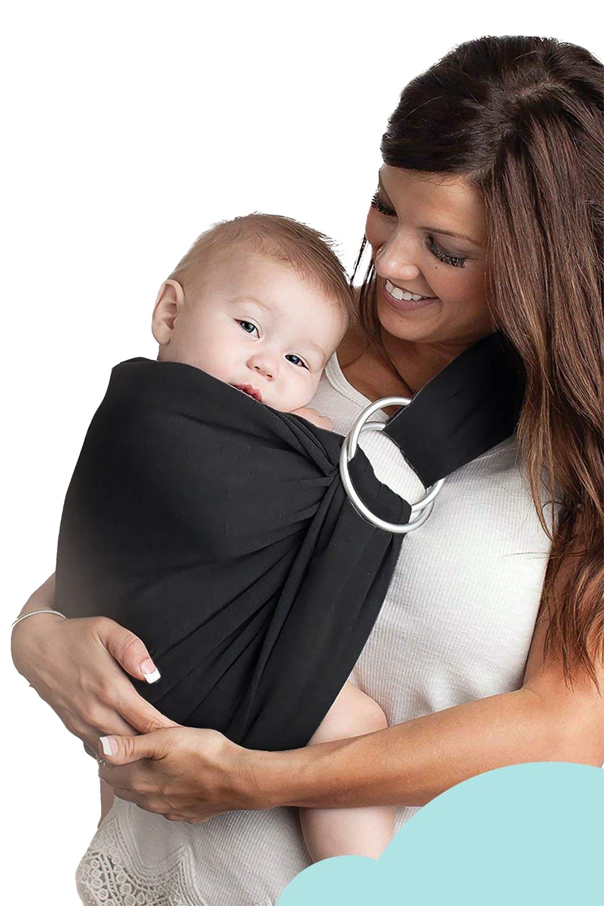 Babek Kanguru Baby Sling %100 Pamuk Poplin Kumaş Halkalı Siyah