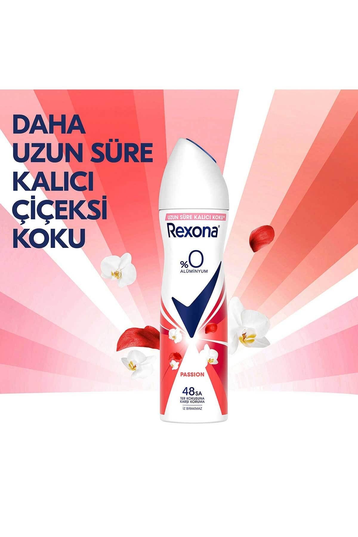 Rexona 0% Alüminyum Passion 150 ml Kadın Deodorant 3 adet