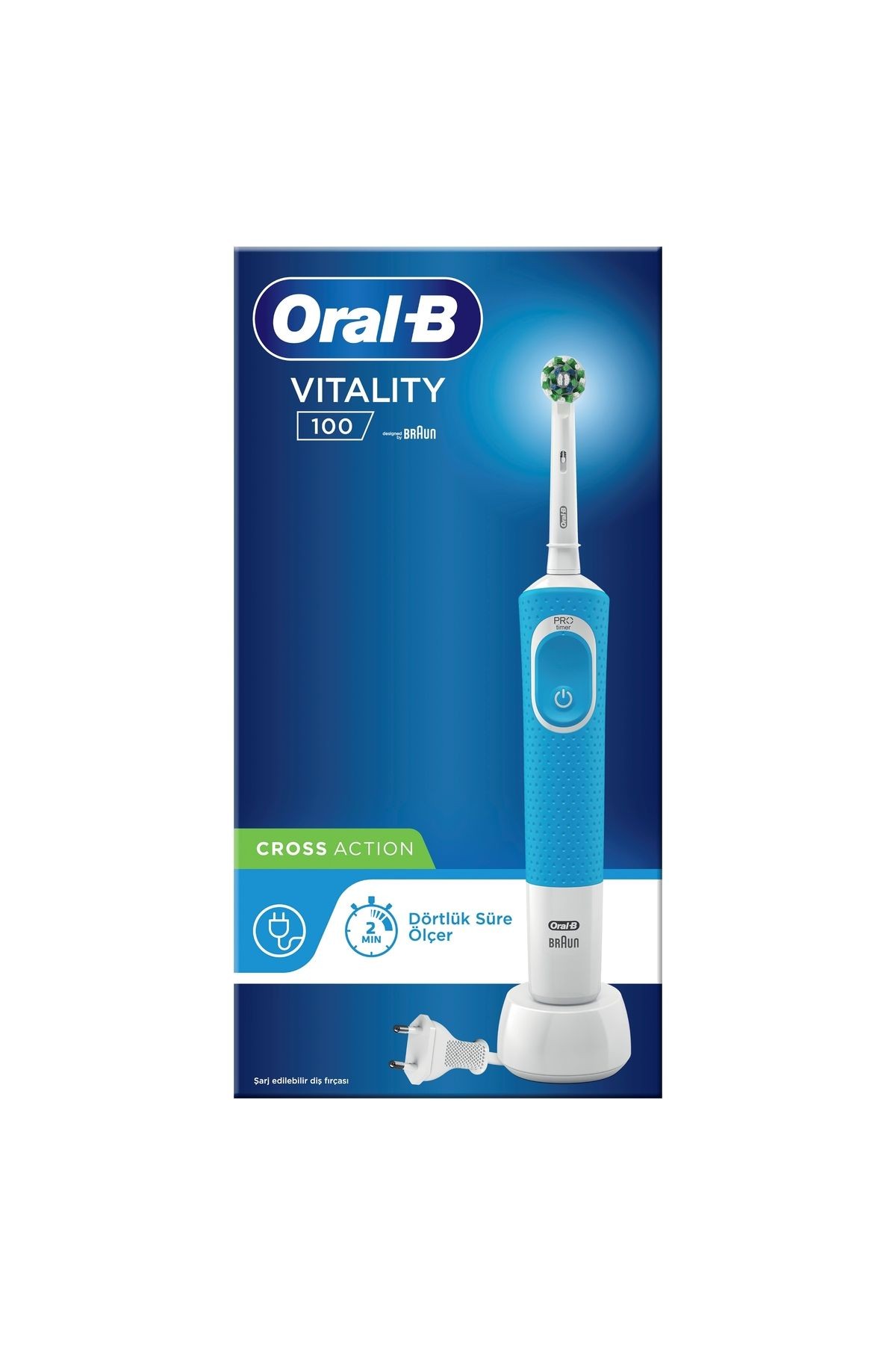 D100 Vitality Cross Action Şarjlı Diş Fırçası - Mavi