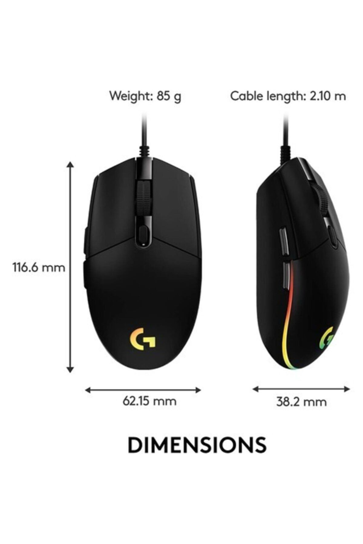 G203 Lightsync Kablolu Oyuncu Mouse Siyah