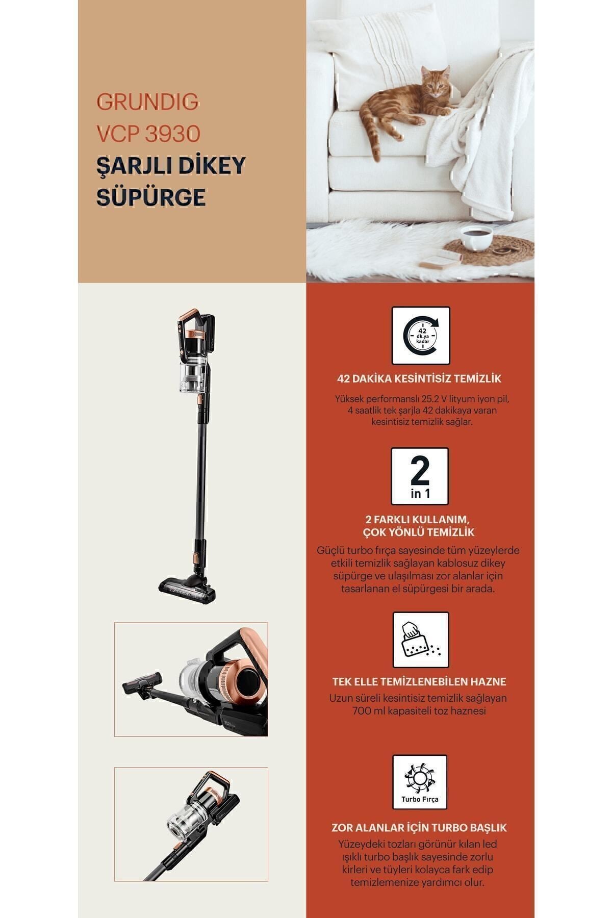 Vcp 3930 Dik Şarjlı Süpürge