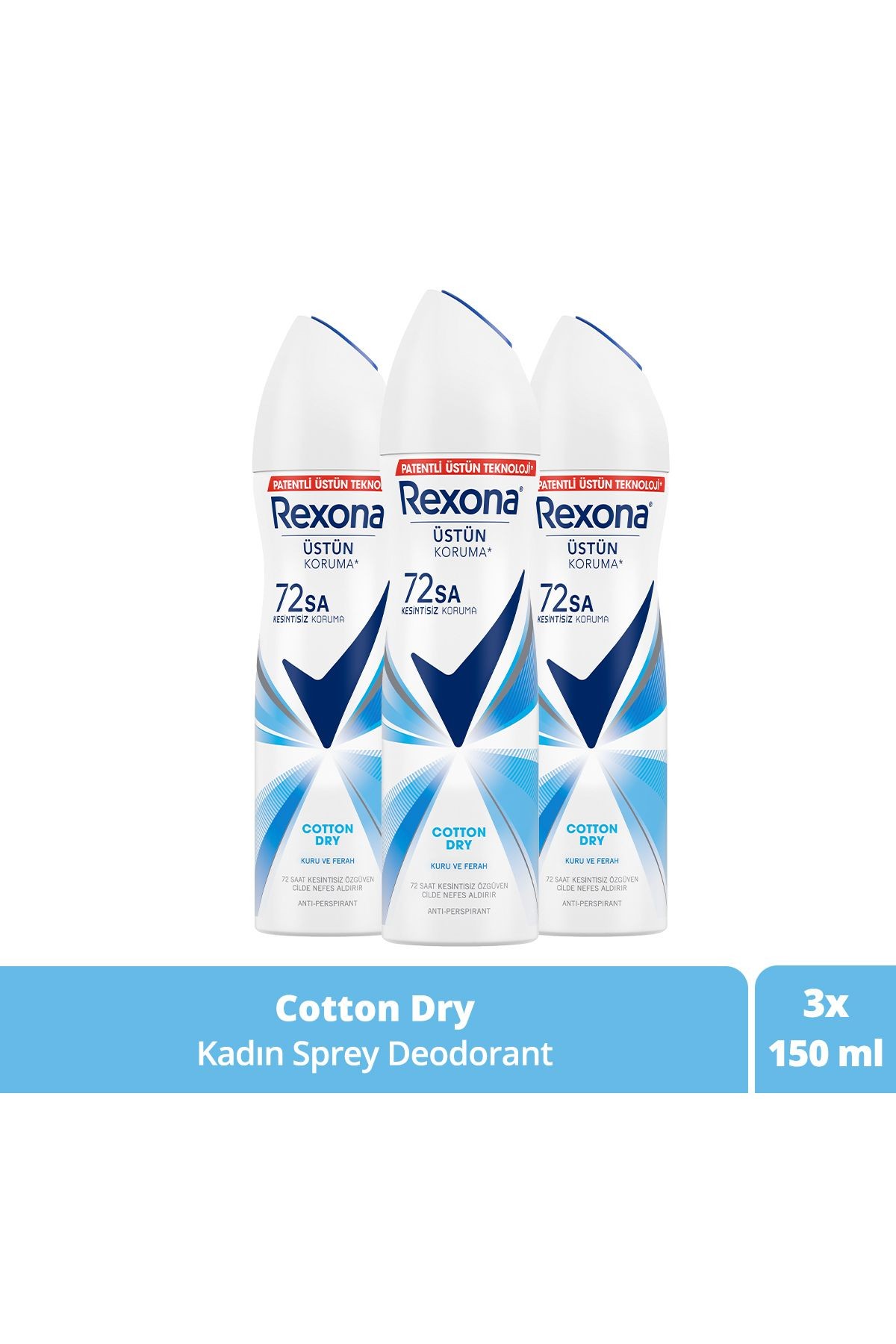 Rexona Cotton Dry 3 Adet 150 ml Kadın Deodorant