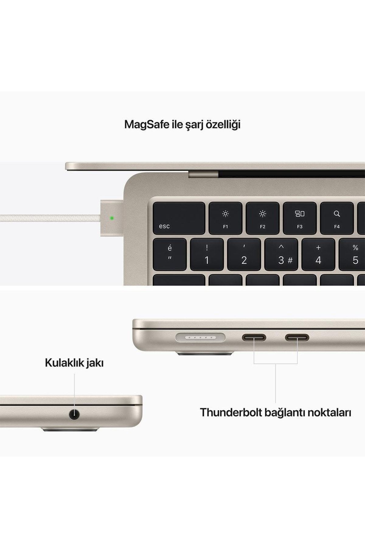 Macbook Air M2 8c Cpu 10c Gpu 512gb Ssd 13" Yıldız Işığı Dizüstü Bilgisayar Mly23tu/a
