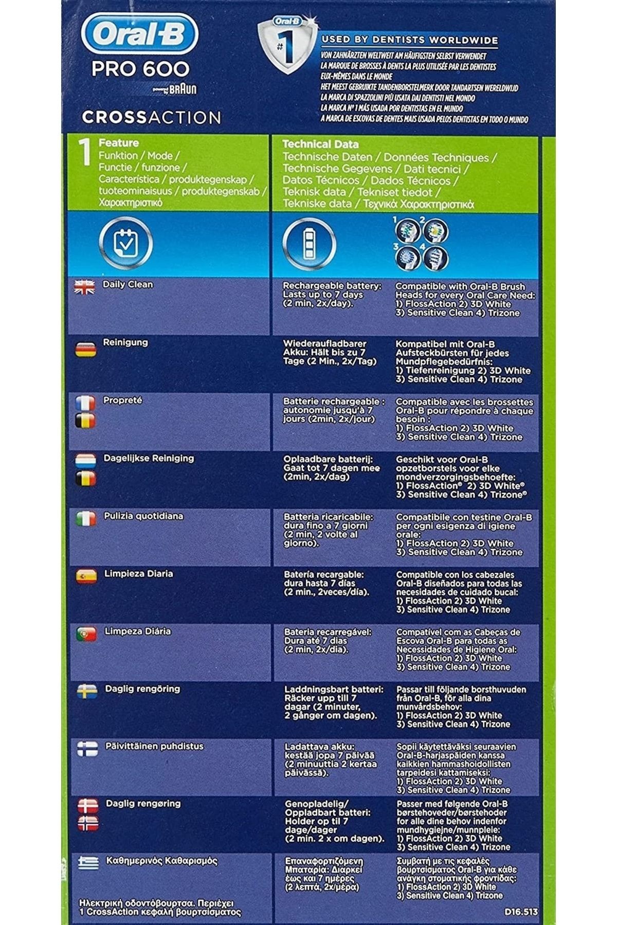 Pro 600 Crossaction Şarjlı Elektrikli Diş Fırçası