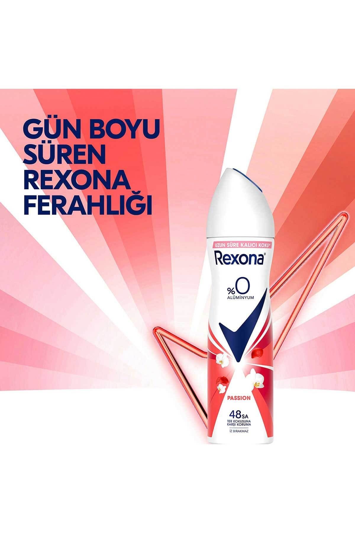 Rexona 0% Alüminyum Passion 150 ml Kadın Deodorant 3 adet