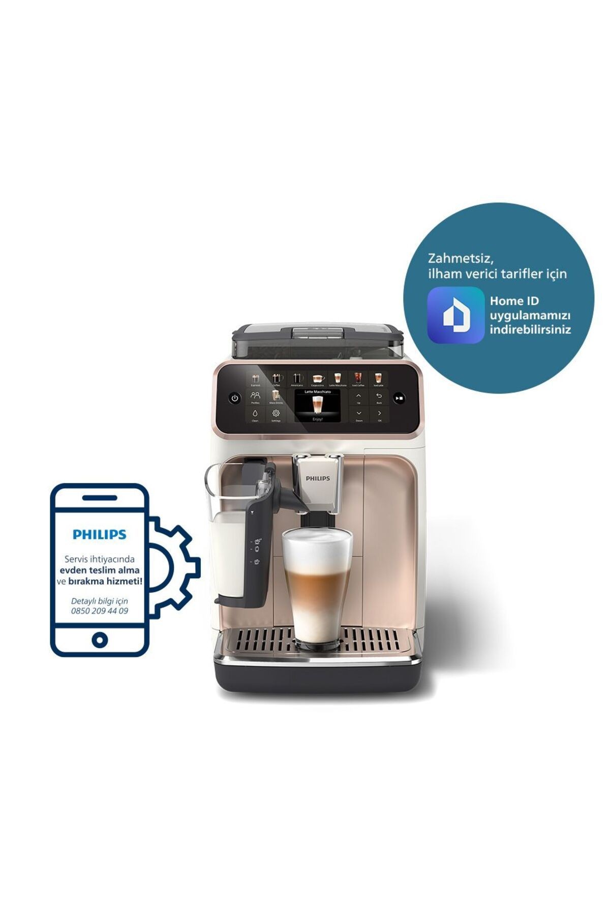 5500 Serisi LatteGo Tam Otomatik Espresso Makinesi, 20 Sıcak ve Soğuk İçecek, EP5543/80