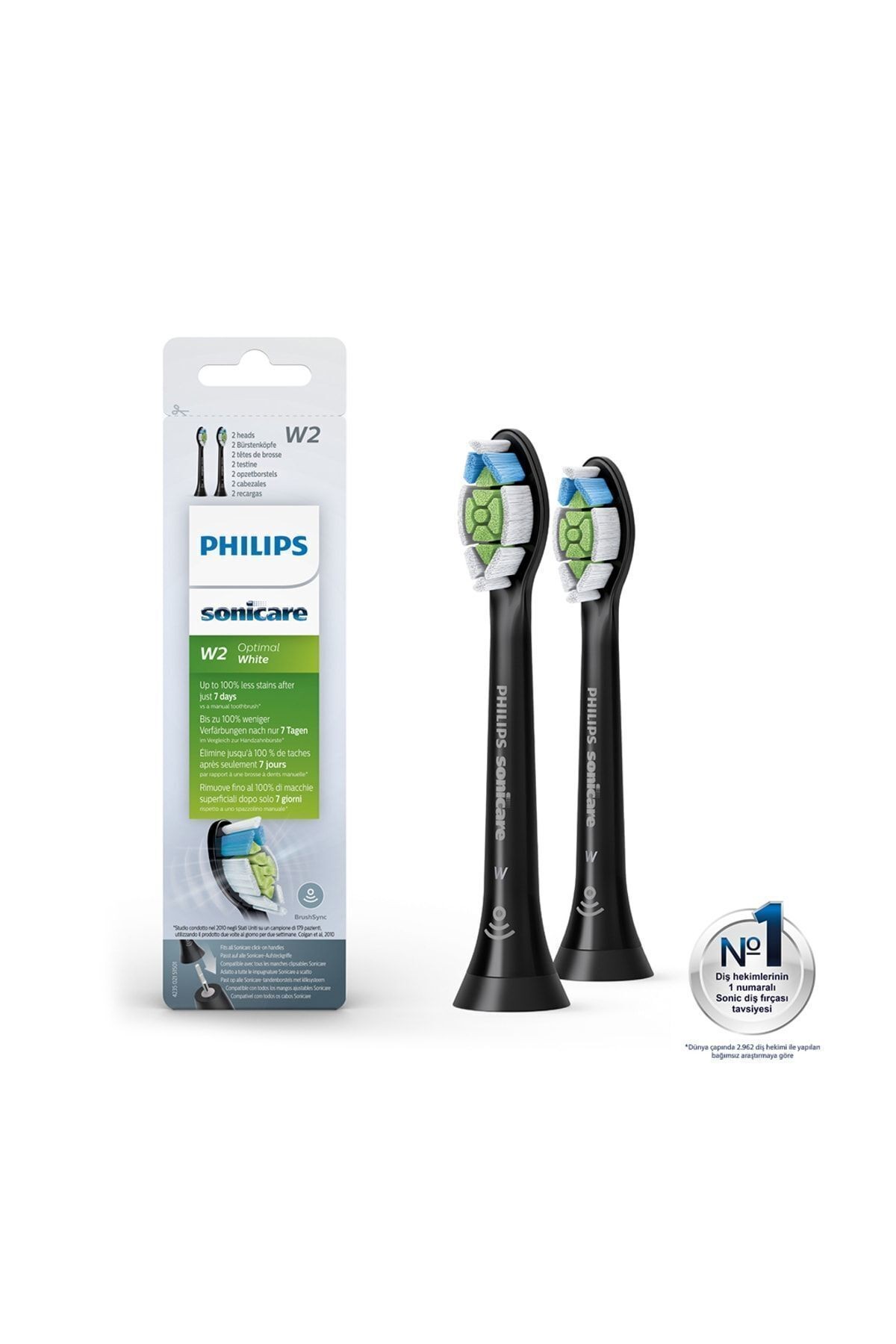 Sonicare Hx6062/13 - Optimal White - Sonic Şarjlı Diş Fırçası Yedek Başlıkları - 2'li Siyah