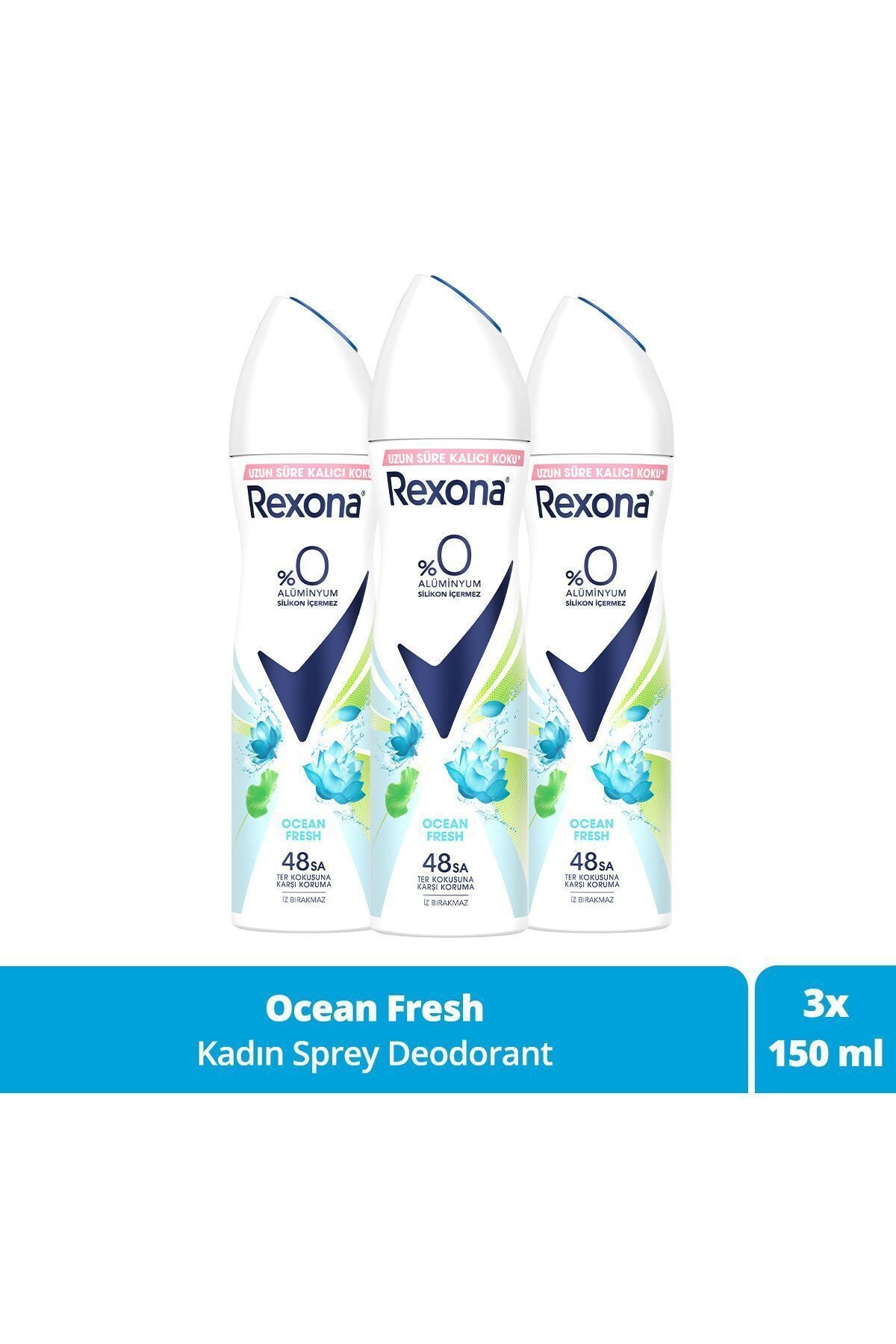 Rexona Ocean Fresh %0 Alüminyum 150 ml 3 Adet Kadın Deodorant