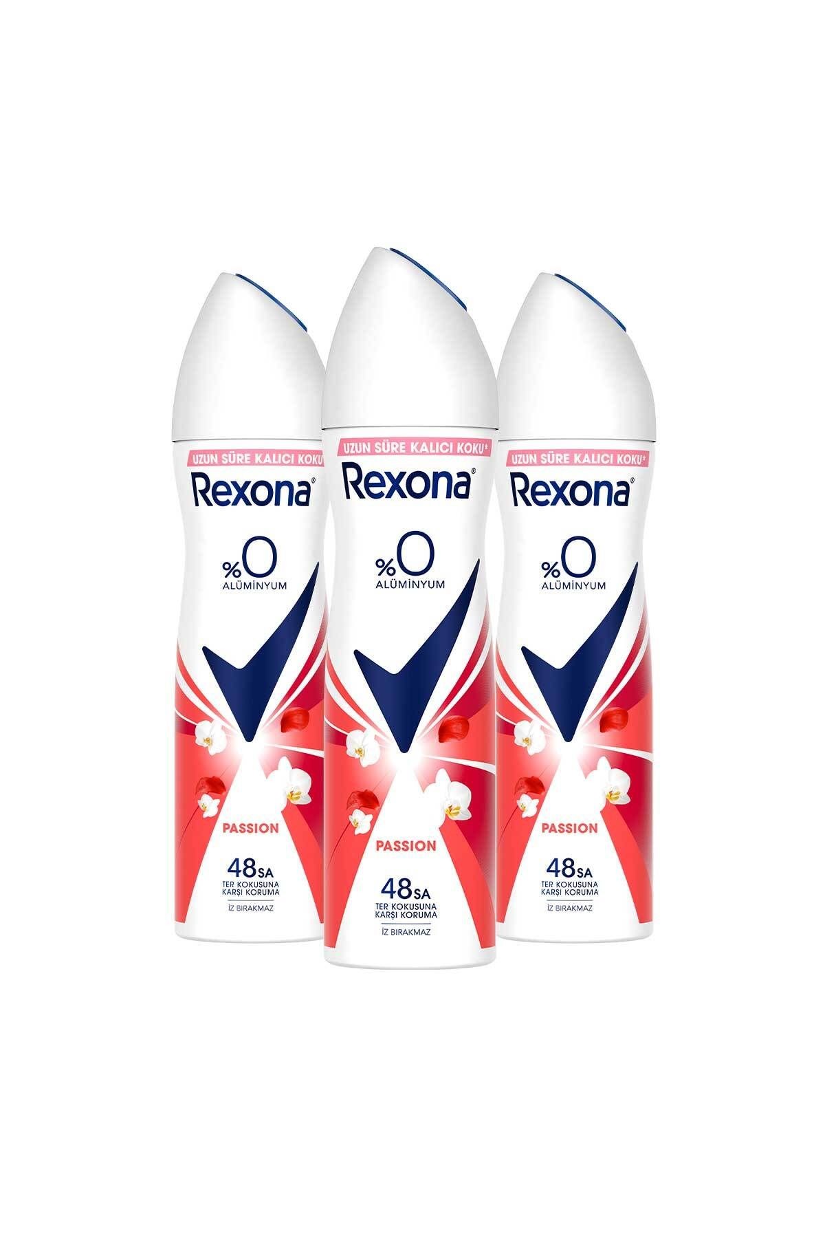 Rexona 0% Alüminyum Passion 150 ml Kadın Deodorant 3 adet