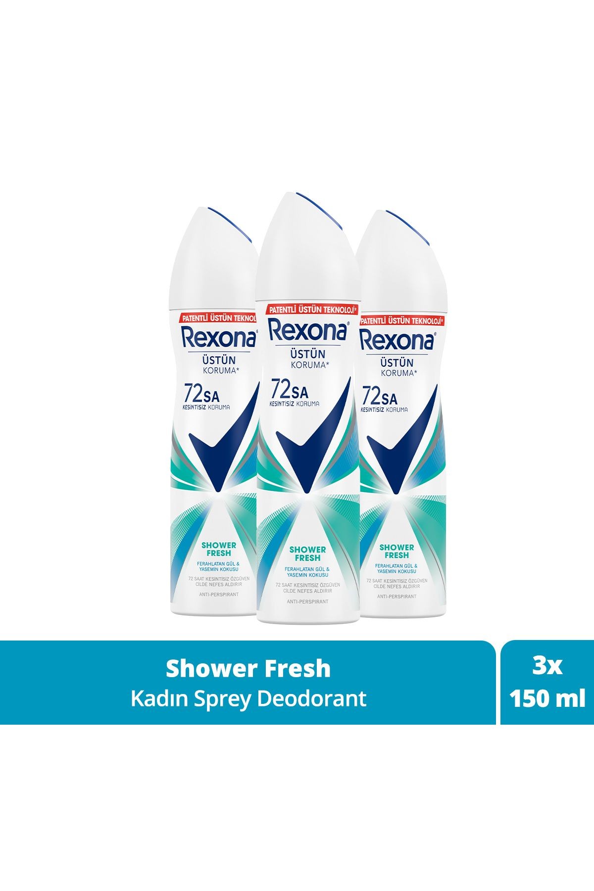 Rexona Shower Fresh 3 Adet 150 ml Kadın Deodorant