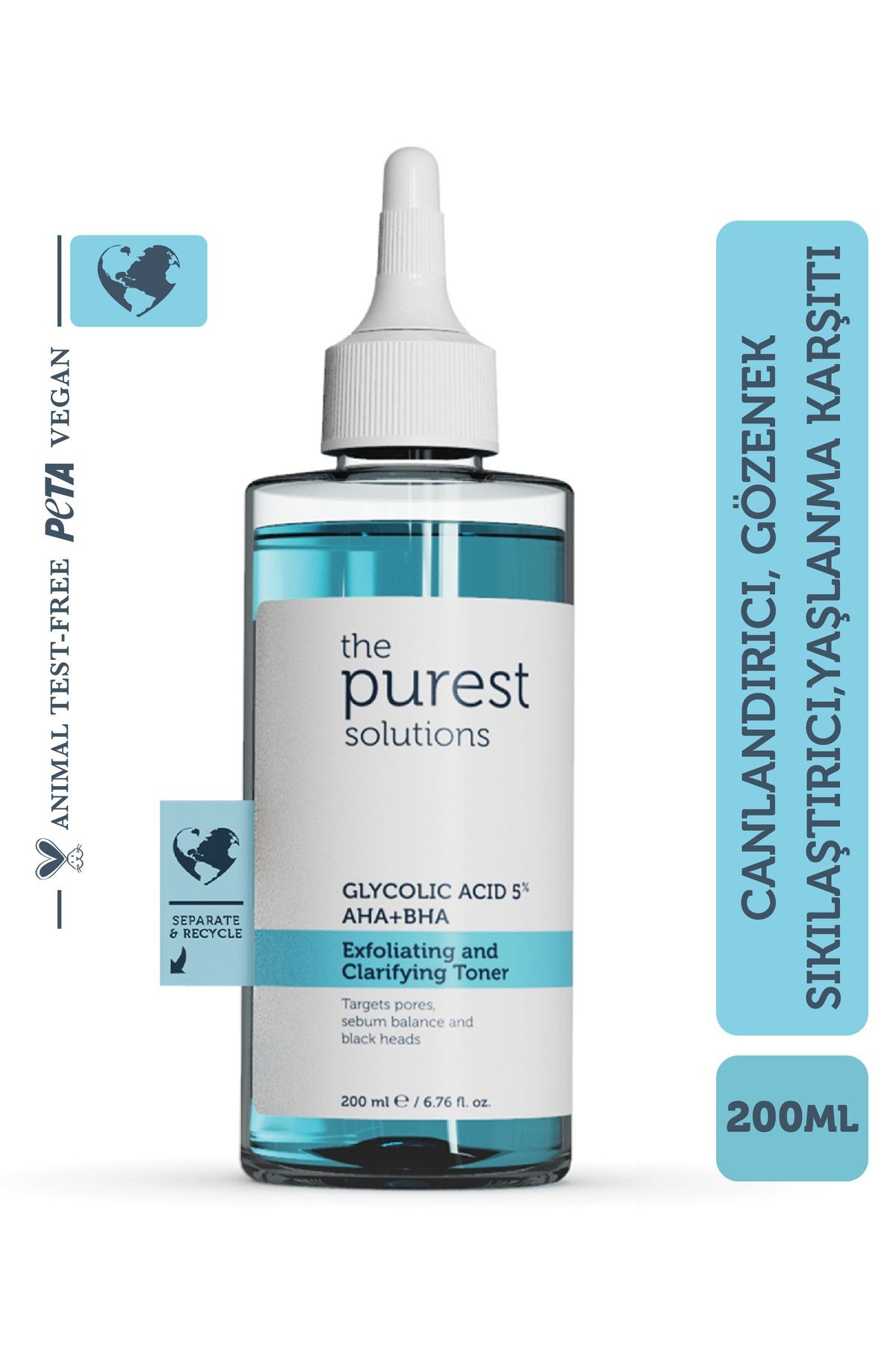 The Purest Solutions Exfoliating Clarifying Glycolic Acid 5% AHA + BHA Tonik 200 ml