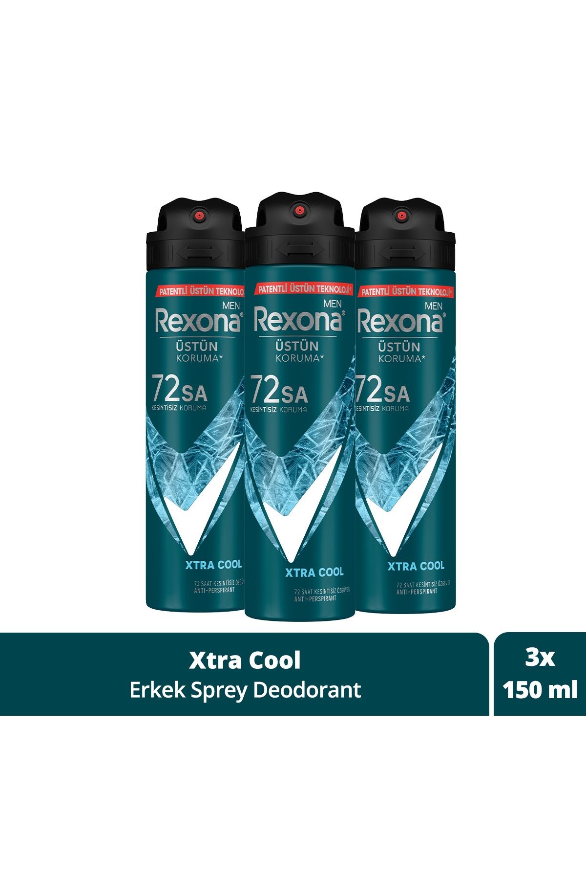 Rexona Üstün Koruma Xtra Cool 150 ml Erkek Deodorant 150 ml 3 Adet