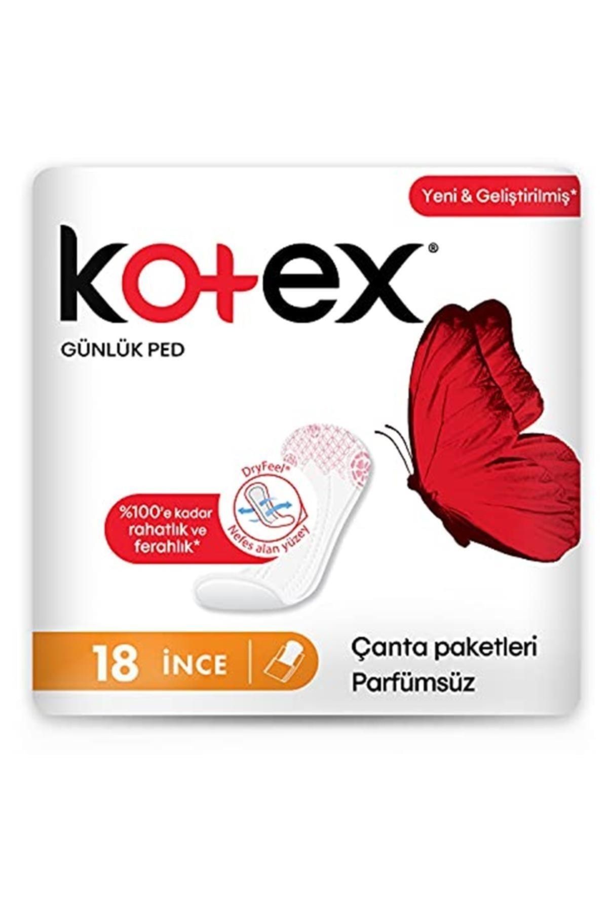 Kotex İnce Günlük Ped Parfümsüz 18'li