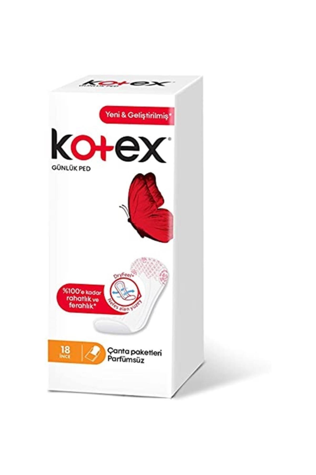 Kotex İnce Günlük Ped Parfümsüz 18'li