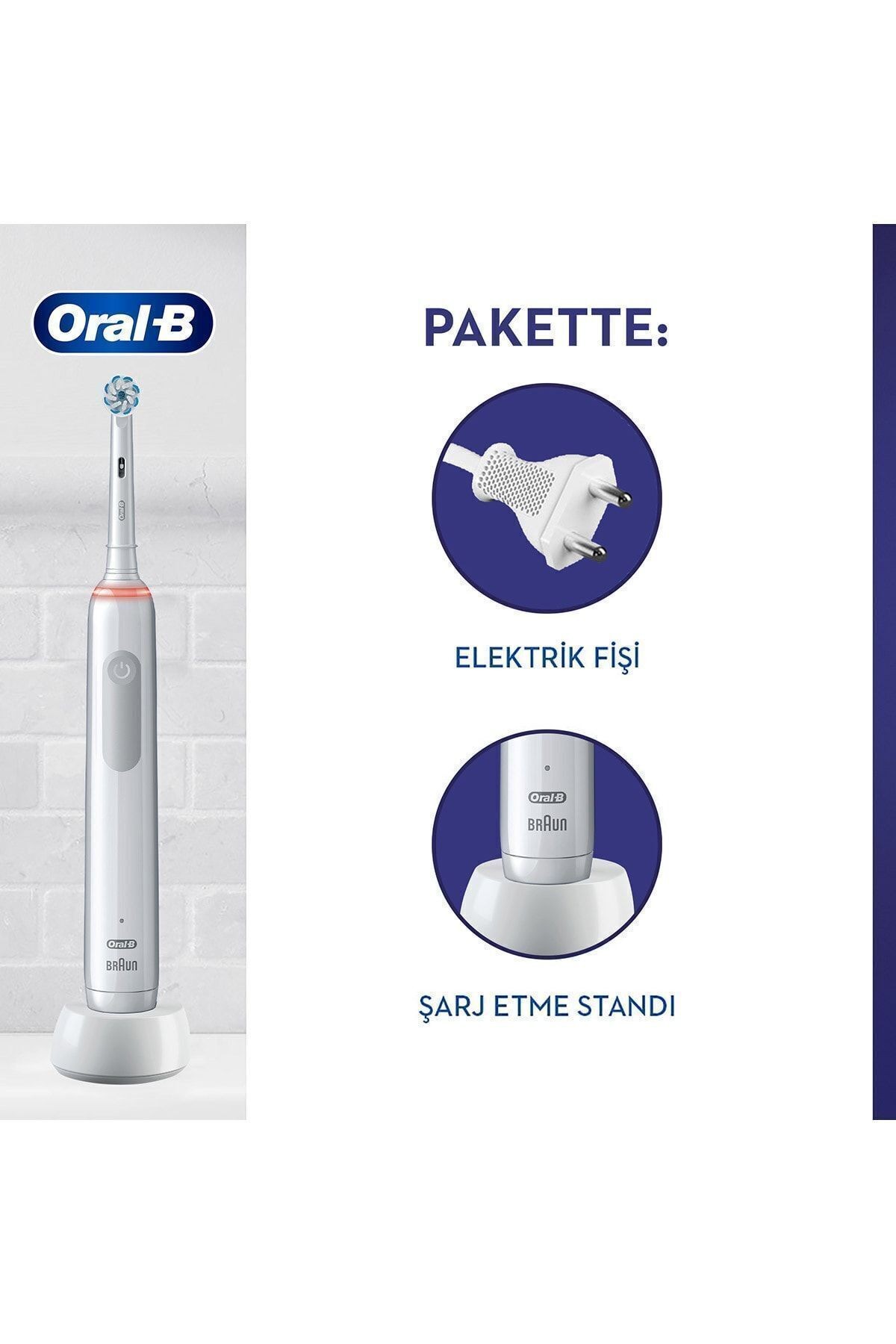 Oral-B Pro 3 3500 Beyaz Şarjlı Diş Fırçası