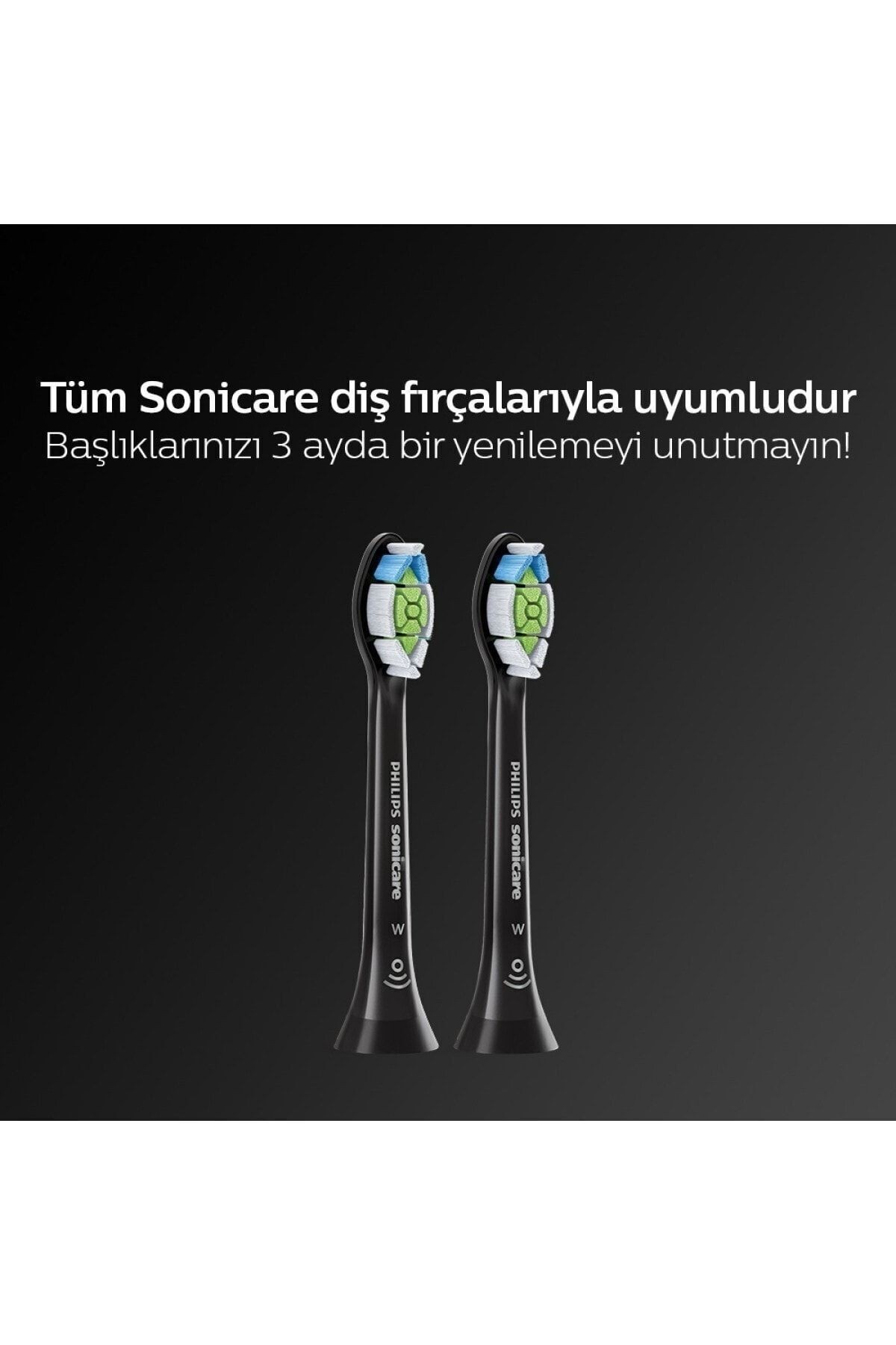 Sonicare Hx6062/13 - Optimal White - Sonic Şarjlı Diş Fırçası Yedek Başlıkları - 2'li Siyah