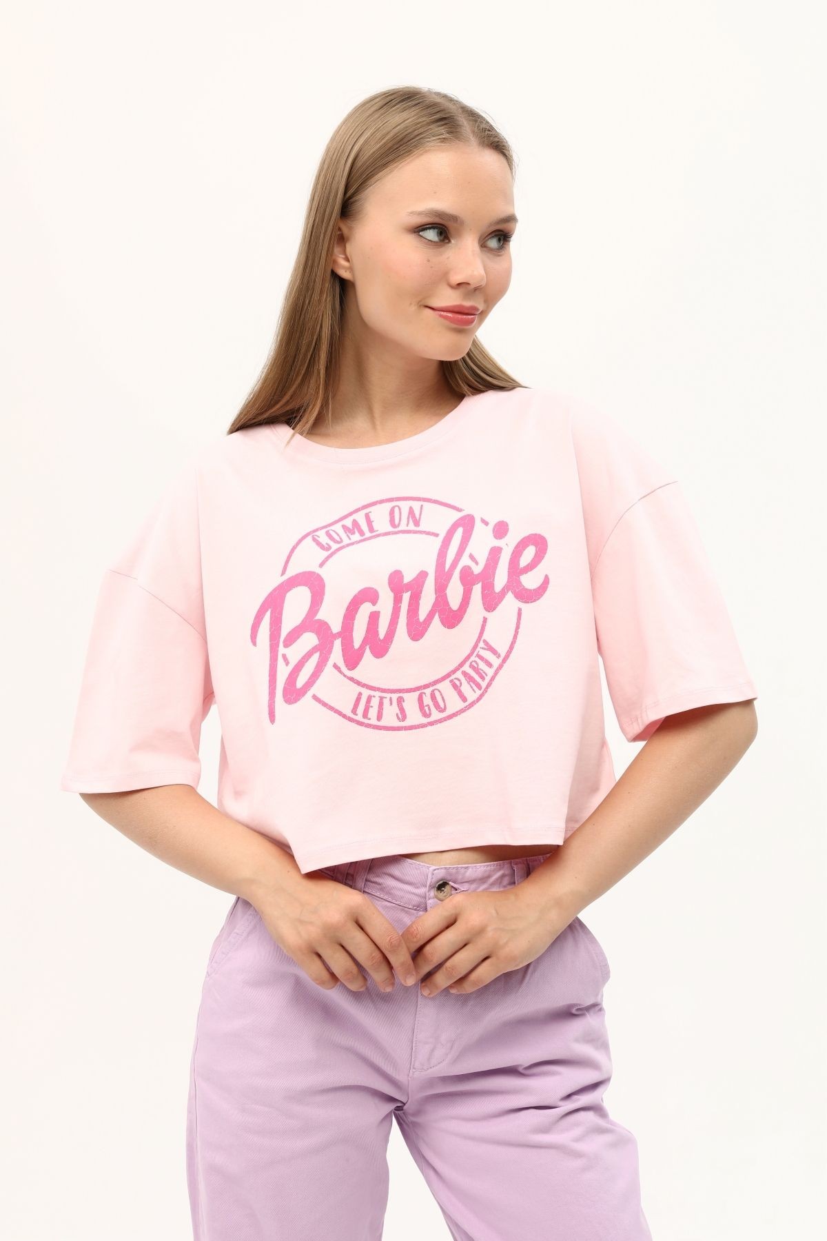 Kadın Baskılı Crop T-Shirt