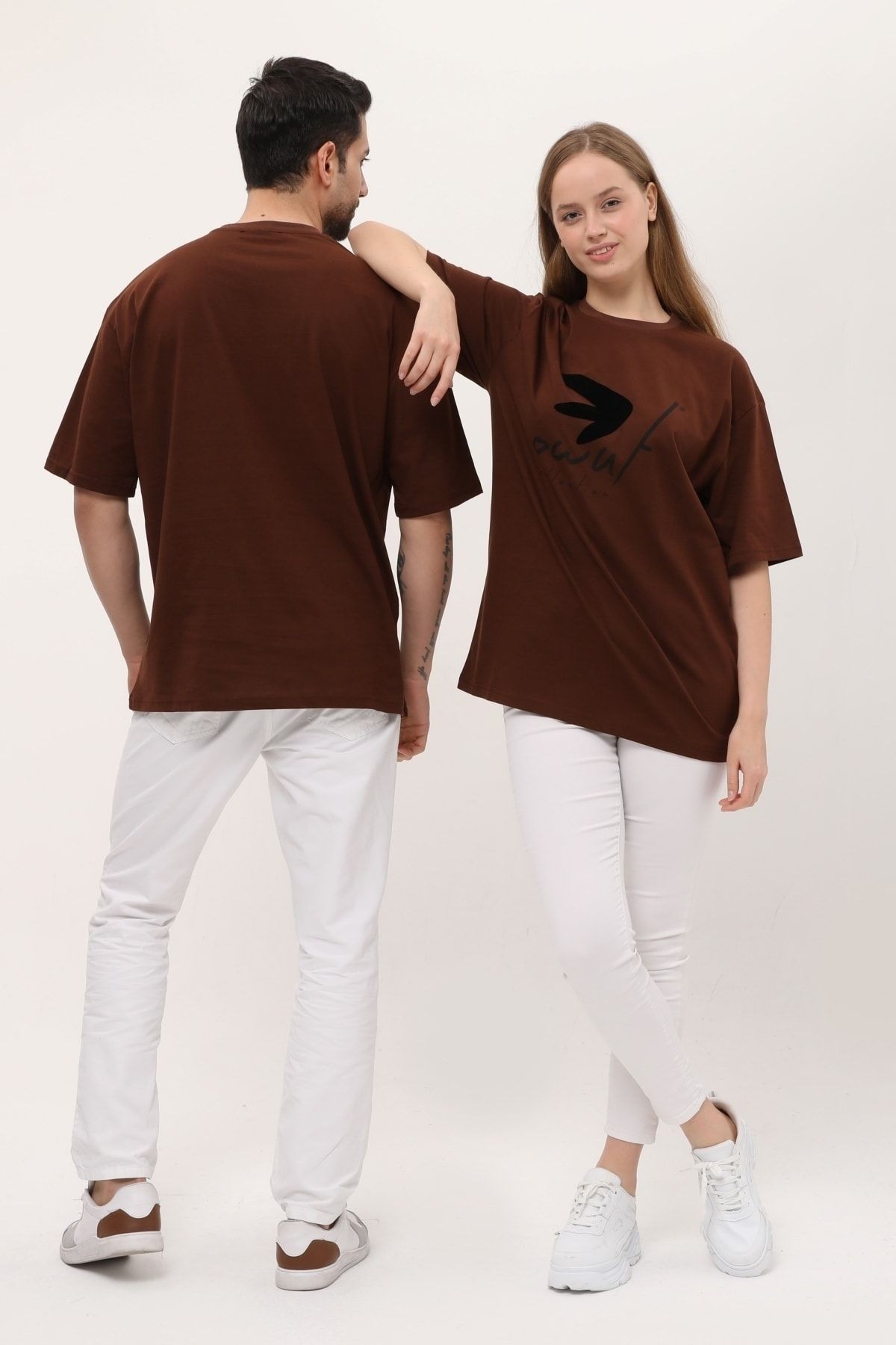 Sevgili Çift Kombinleri Flok Baskı Detaylı 2 Li Ürün T-shirt