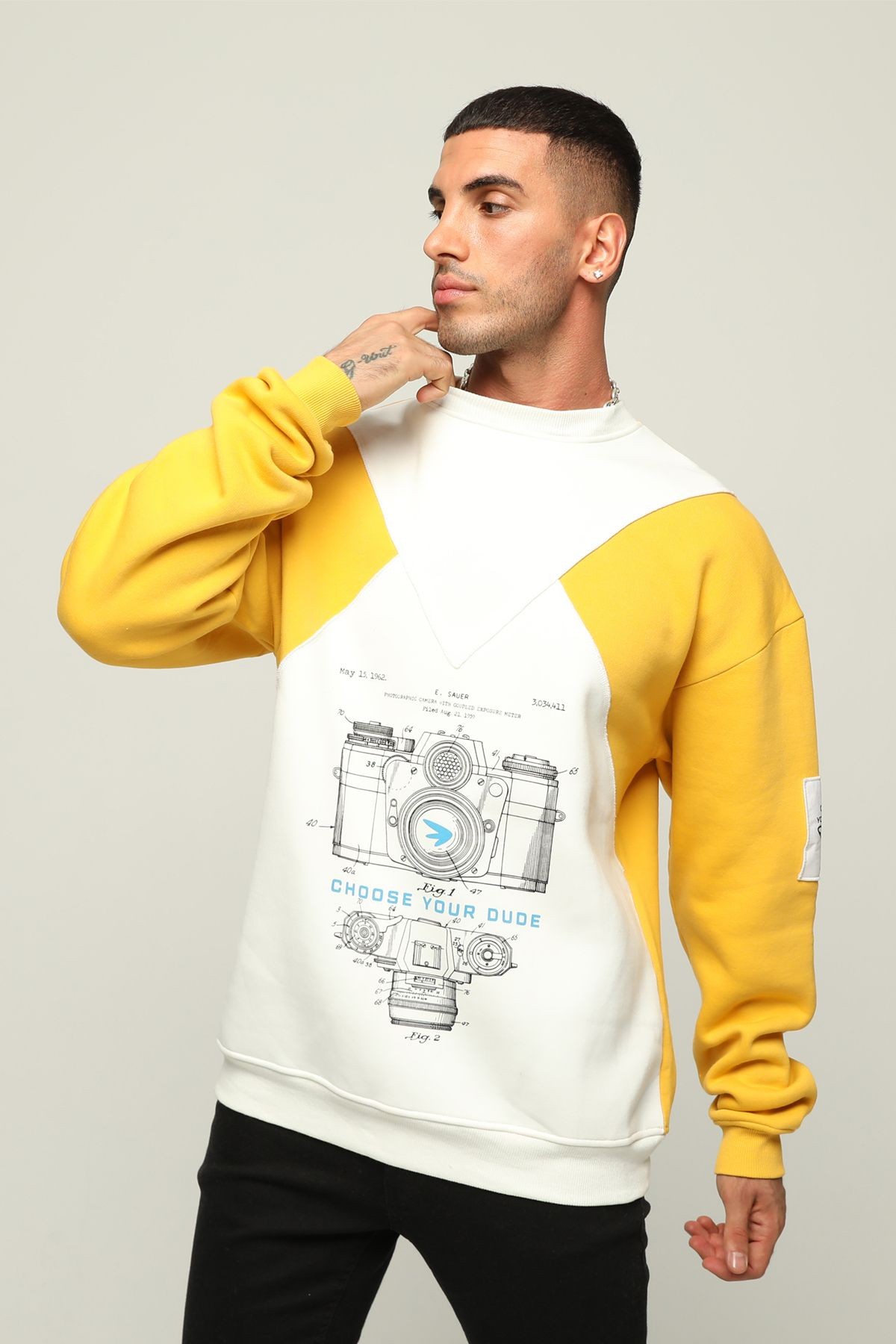 Erkek Oversize Baskılı Sweatshirt