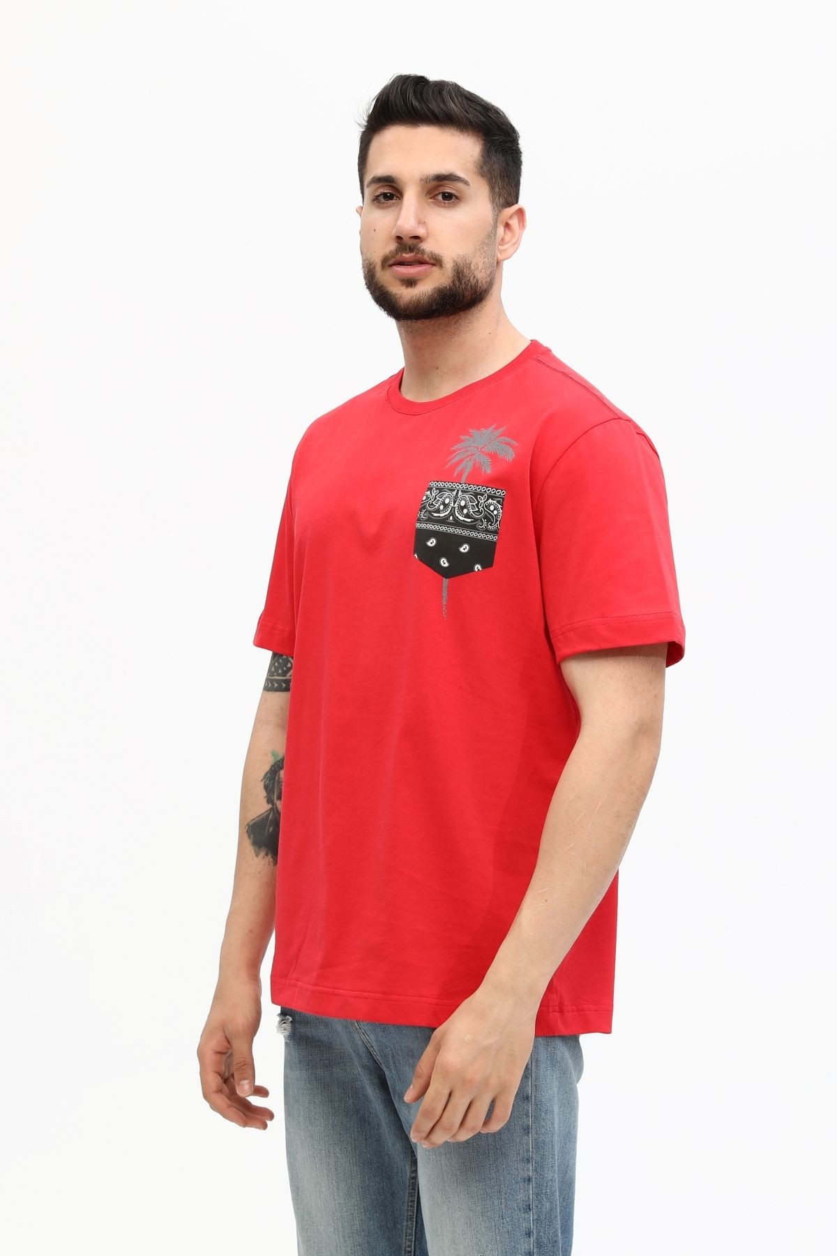 Erkek Bisiklet Yaka %100 Pamuk T-shirt