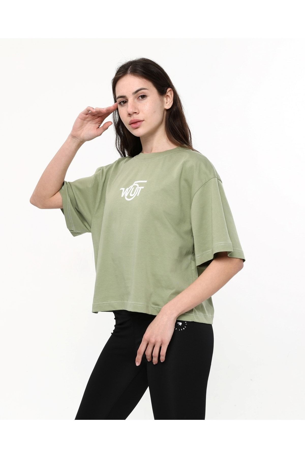 Baskı Detaylı Haki T-shirt