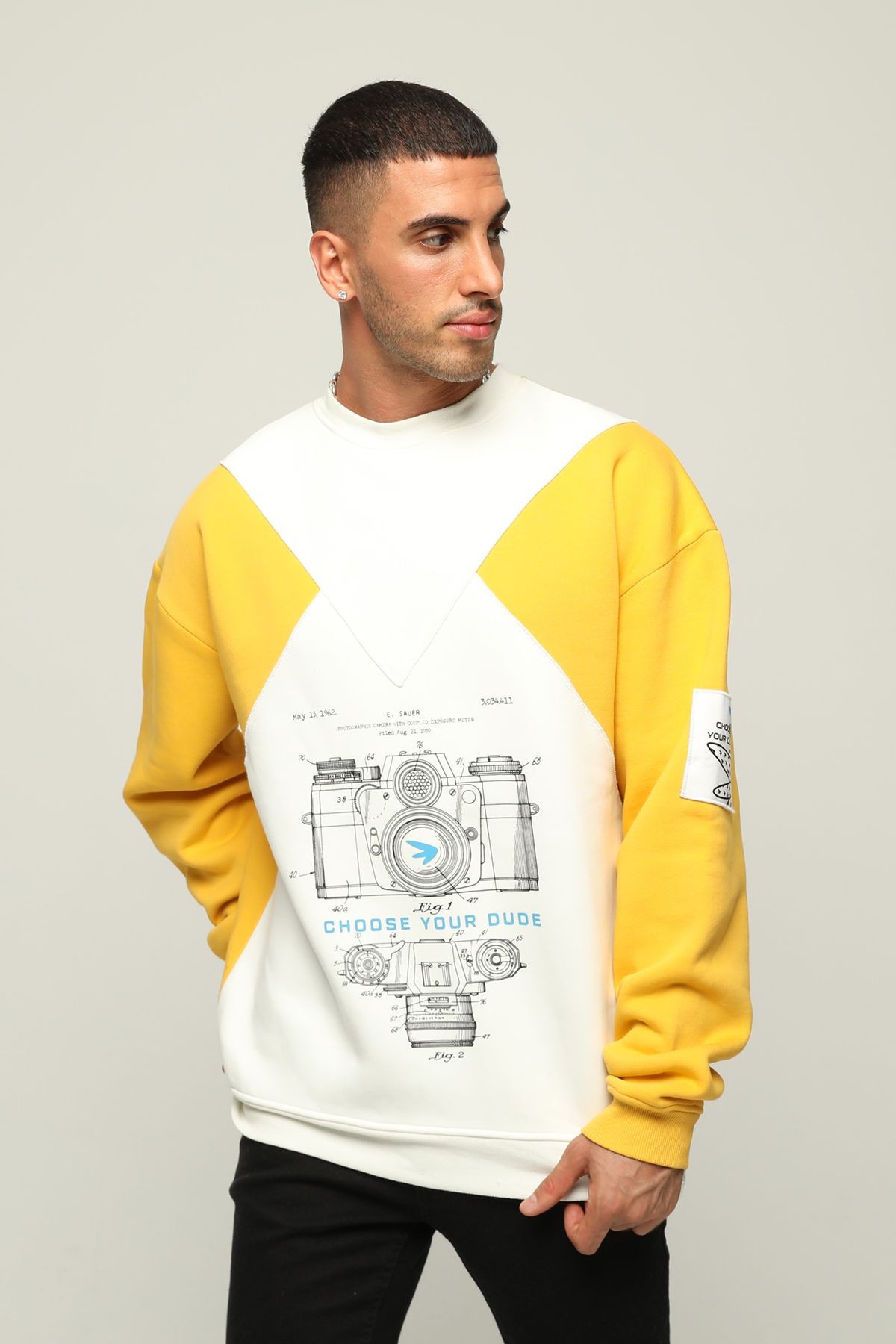 Erkek Oversize Baskılı Sweatshirt