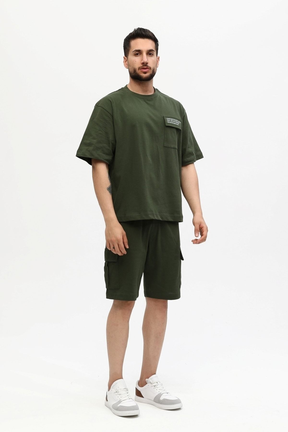 Erkek Baskılı Oversize Şort Takım