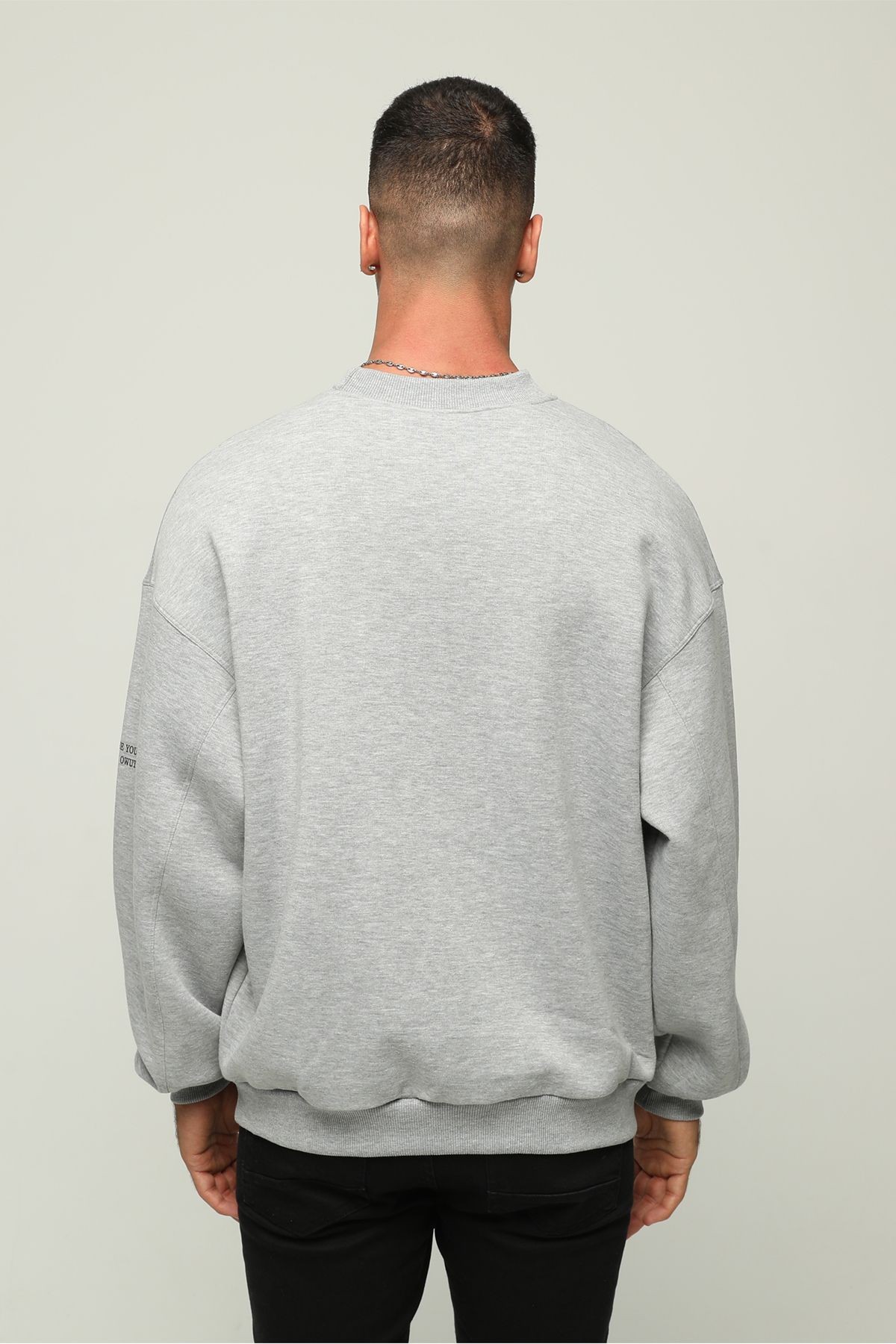 Erkek Oversize Bisiklet Yaka Sweatshirt