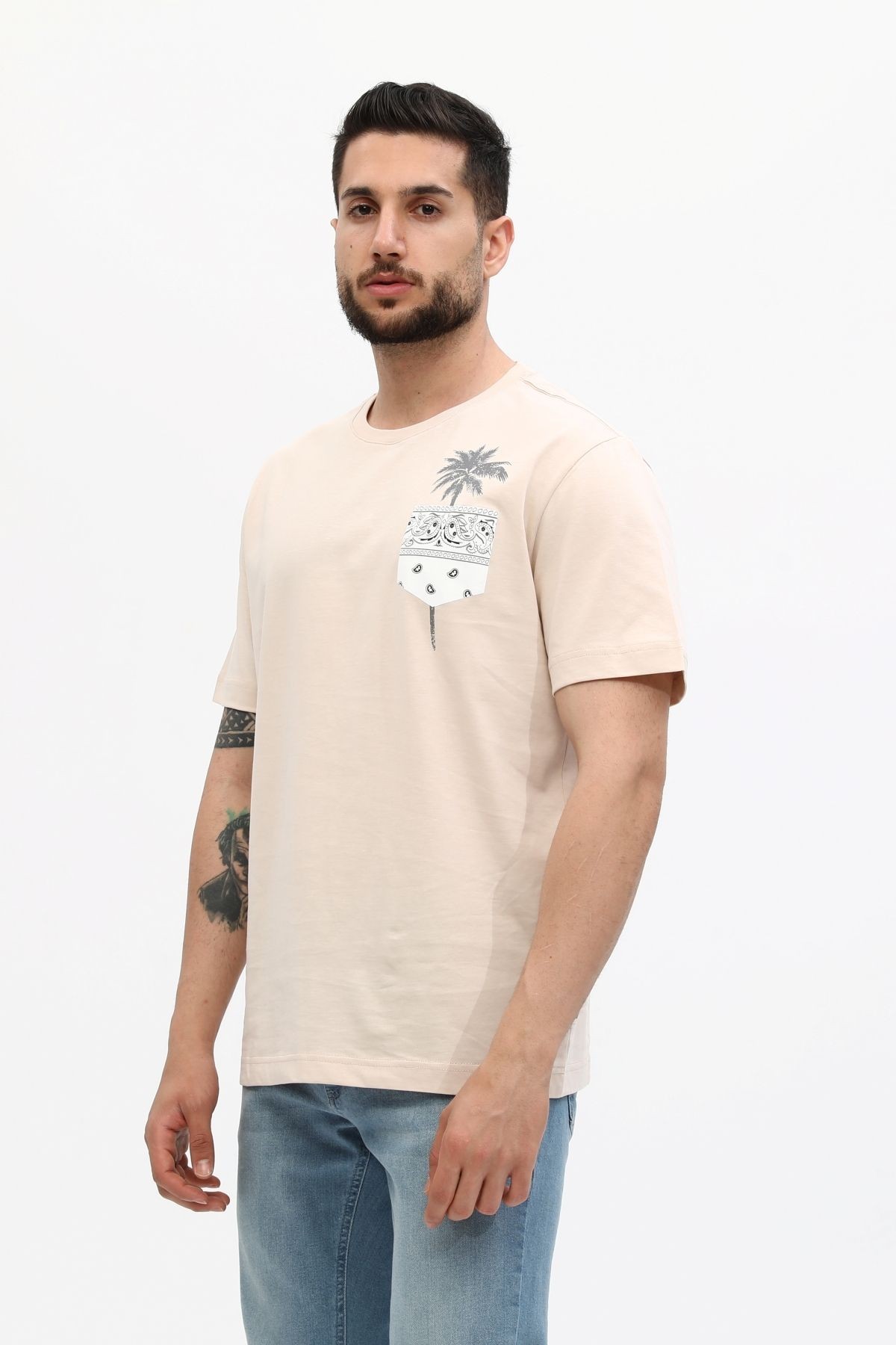 Erkek Bisiklet Yaka %100 Pamuk T-shirt