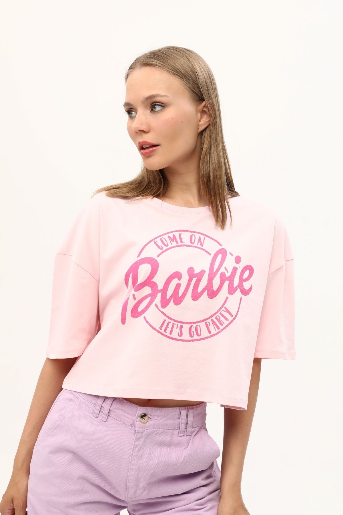 Kadın Baskılı Crop T-Shirt