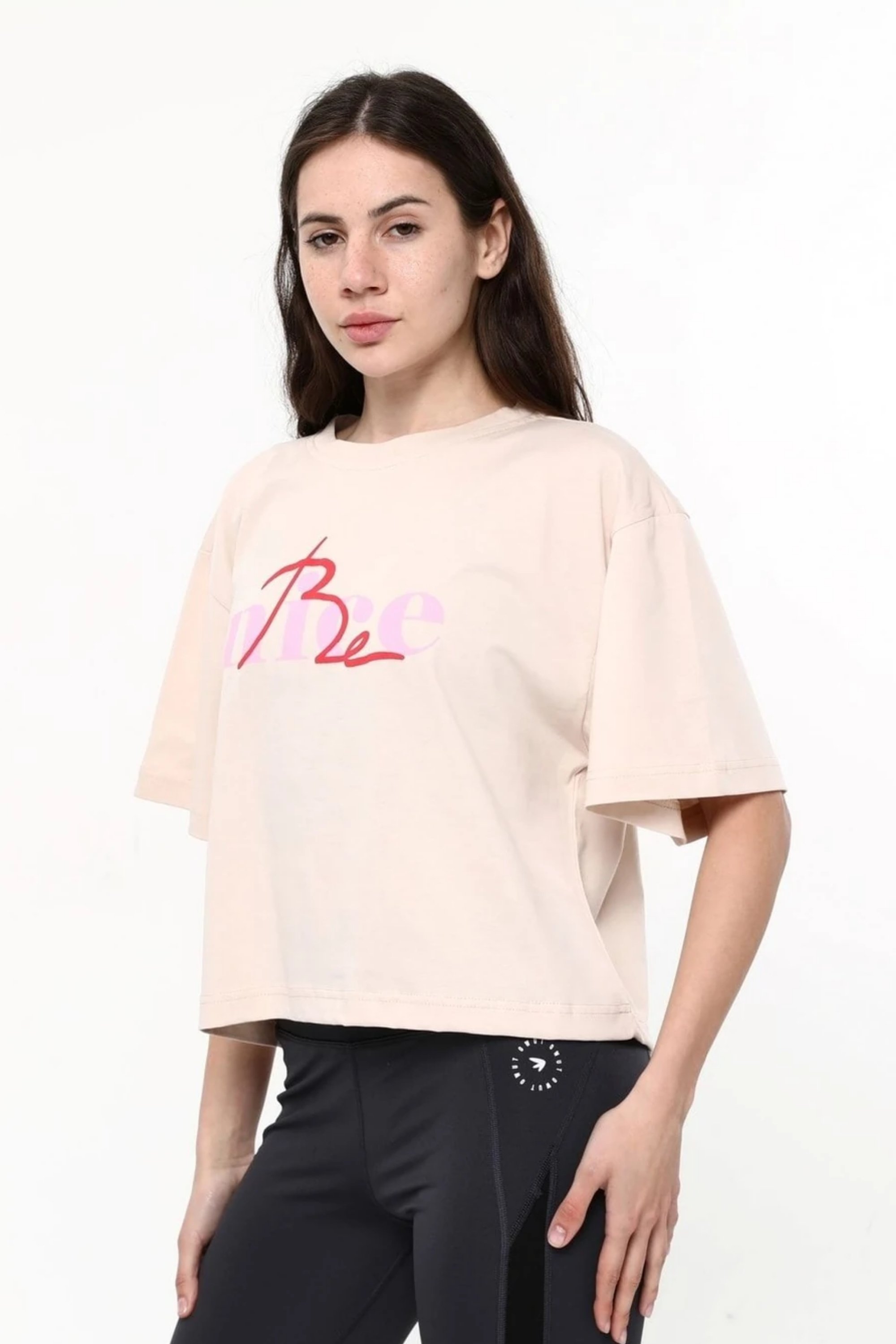 Baskı Detaylı Bej T-shirt