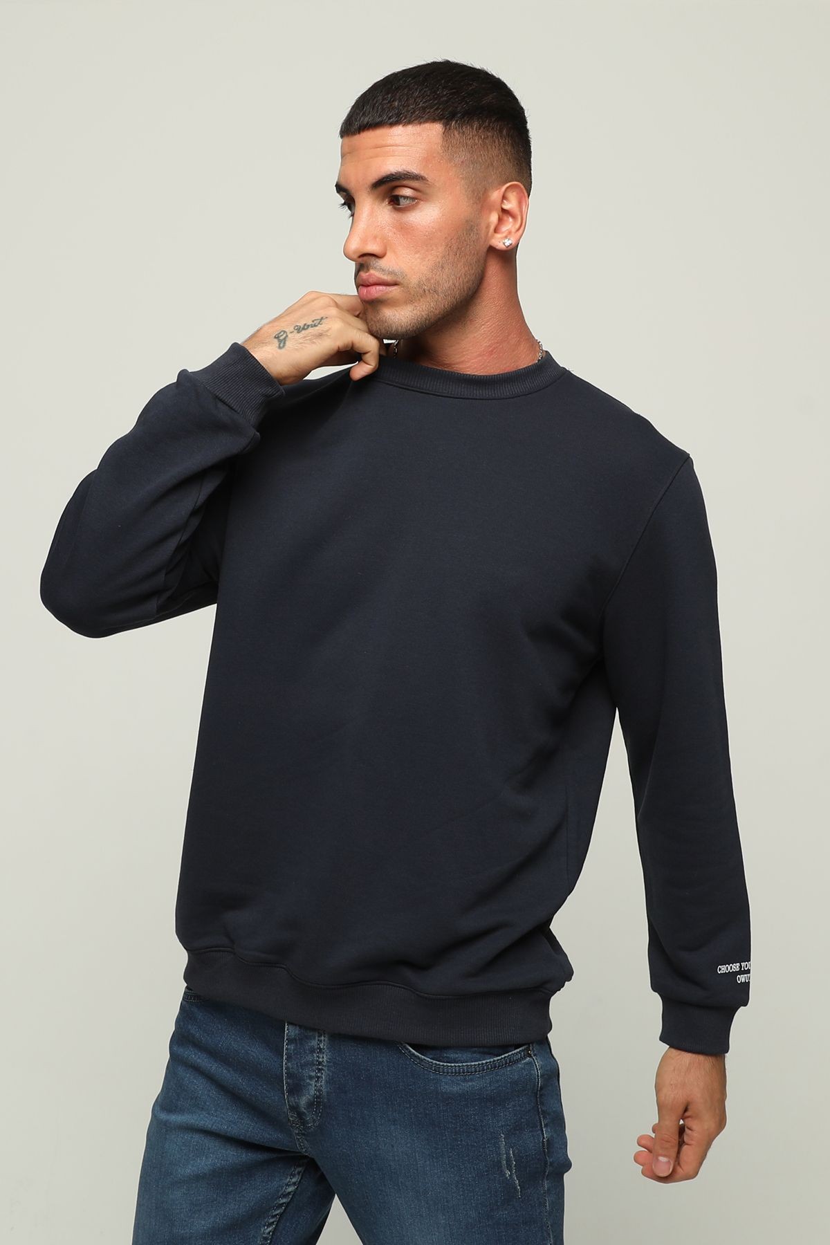 Erkek Regular Fit Uzun Kollu Bisiklet Yaka Sweatshirt