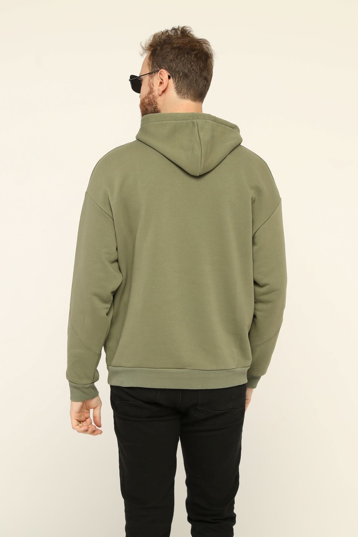 Erkek Kapşonlu Kanguru Cepli Baskılı Sweatshirt