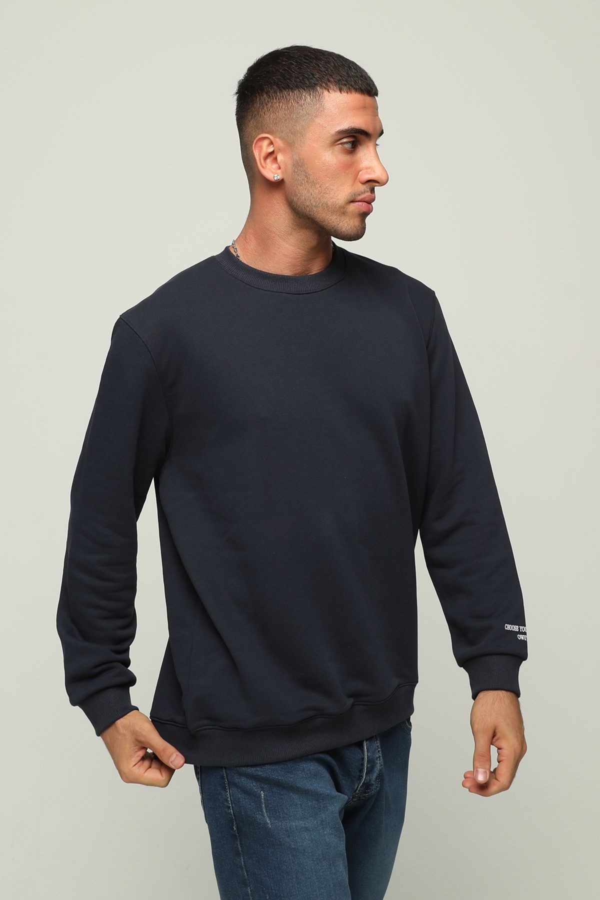 Erkek Regular Fit Uzun Kollu Bisiklet Yaka Sweatshirt