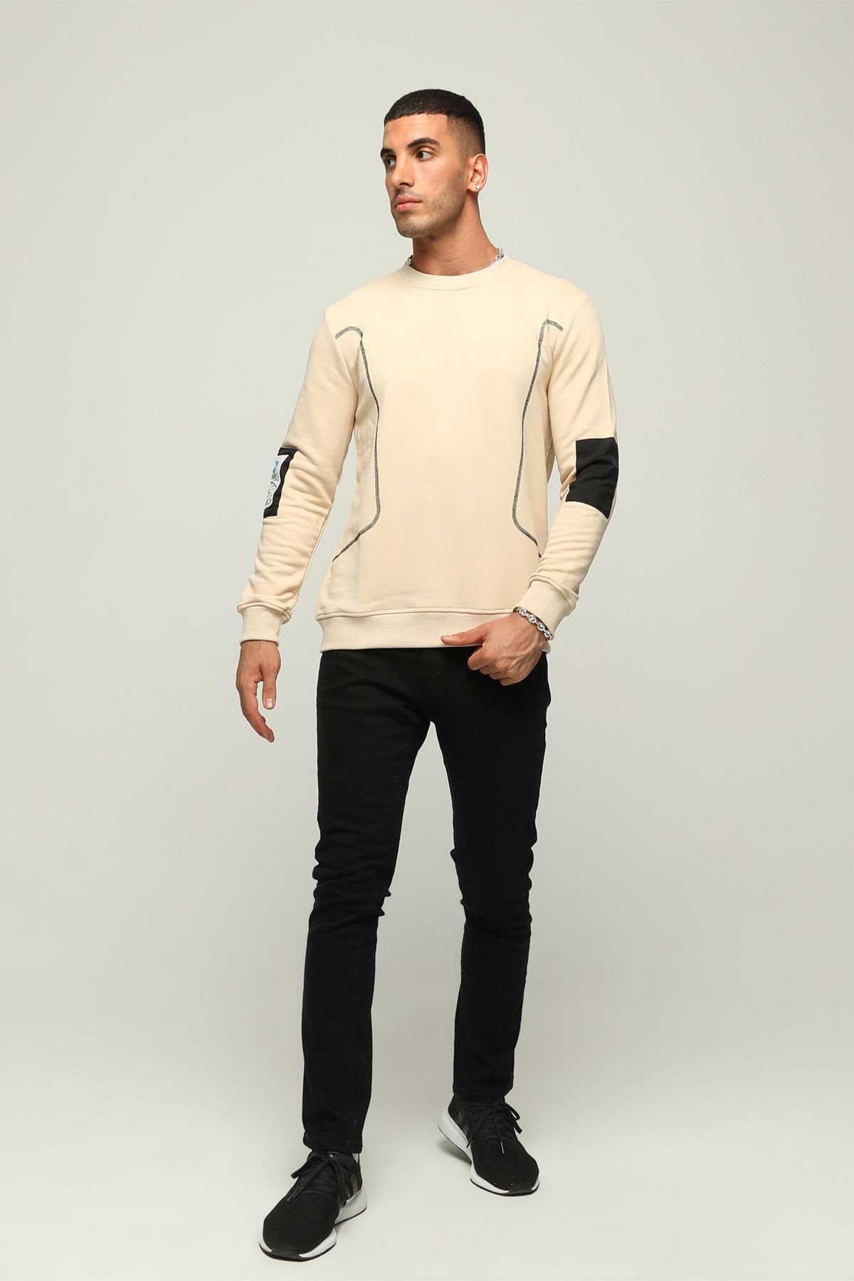 Erkek Regular Fit Bisiklet Yaka Baskılı Sweatshirt