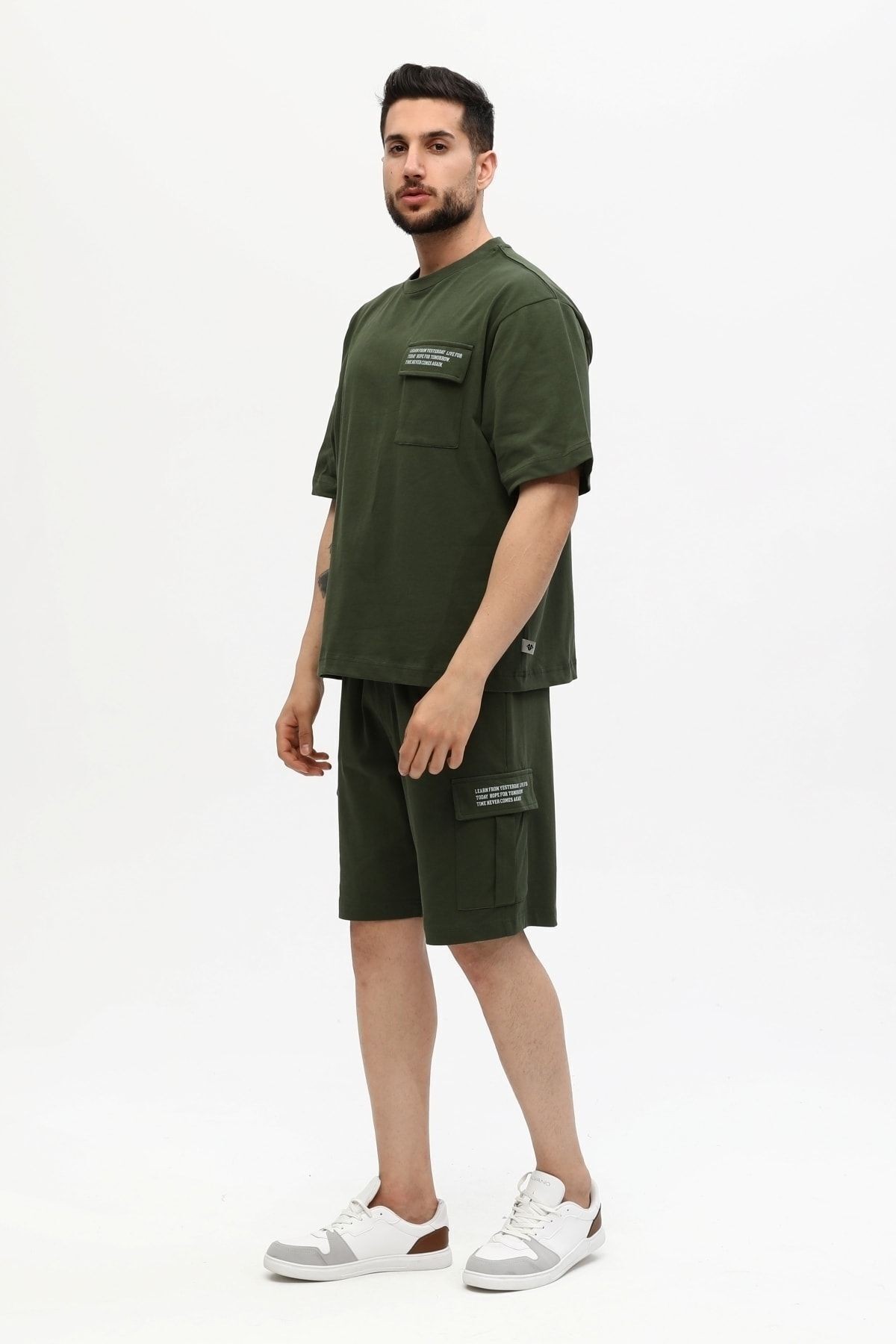 Erkek Baskılı Oversize Şort Takım