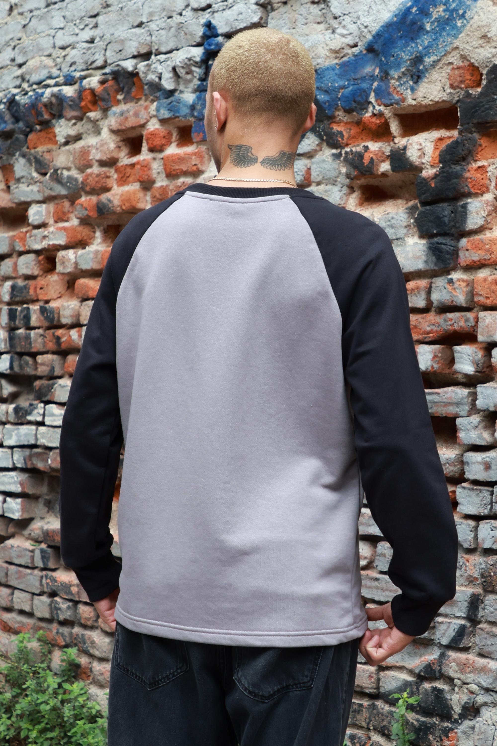 Erkek Reglan Kol Rahat Kesim Bisiklet Yaka Sweatshirt