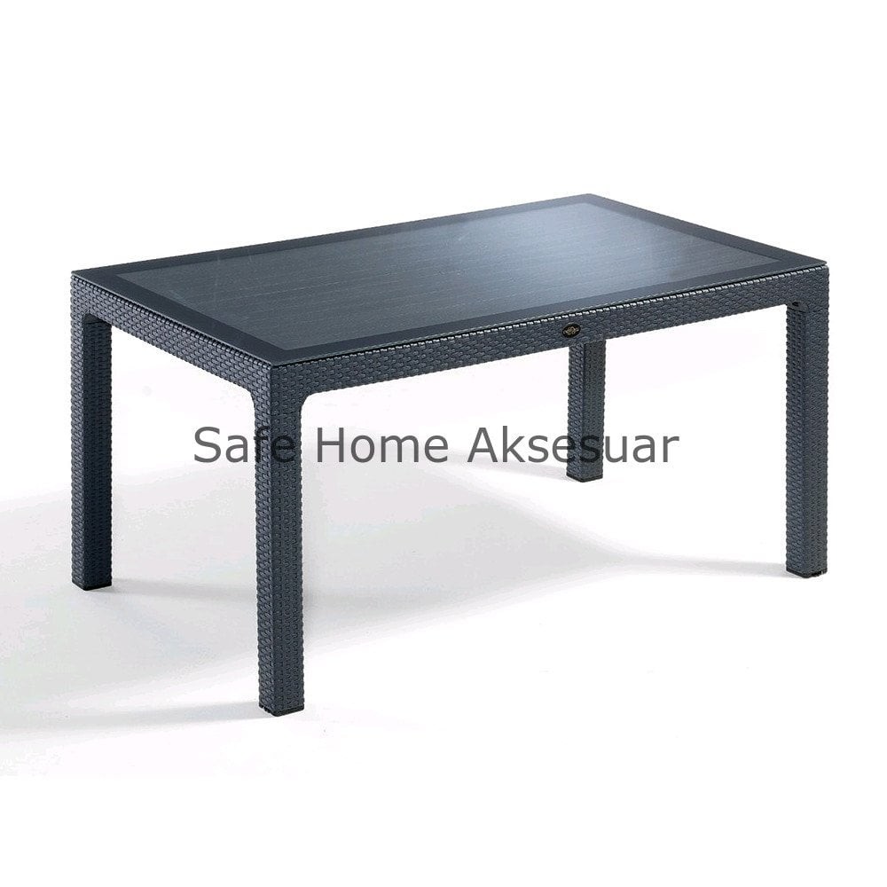 Classi Rattan Camlı Masa 90x150