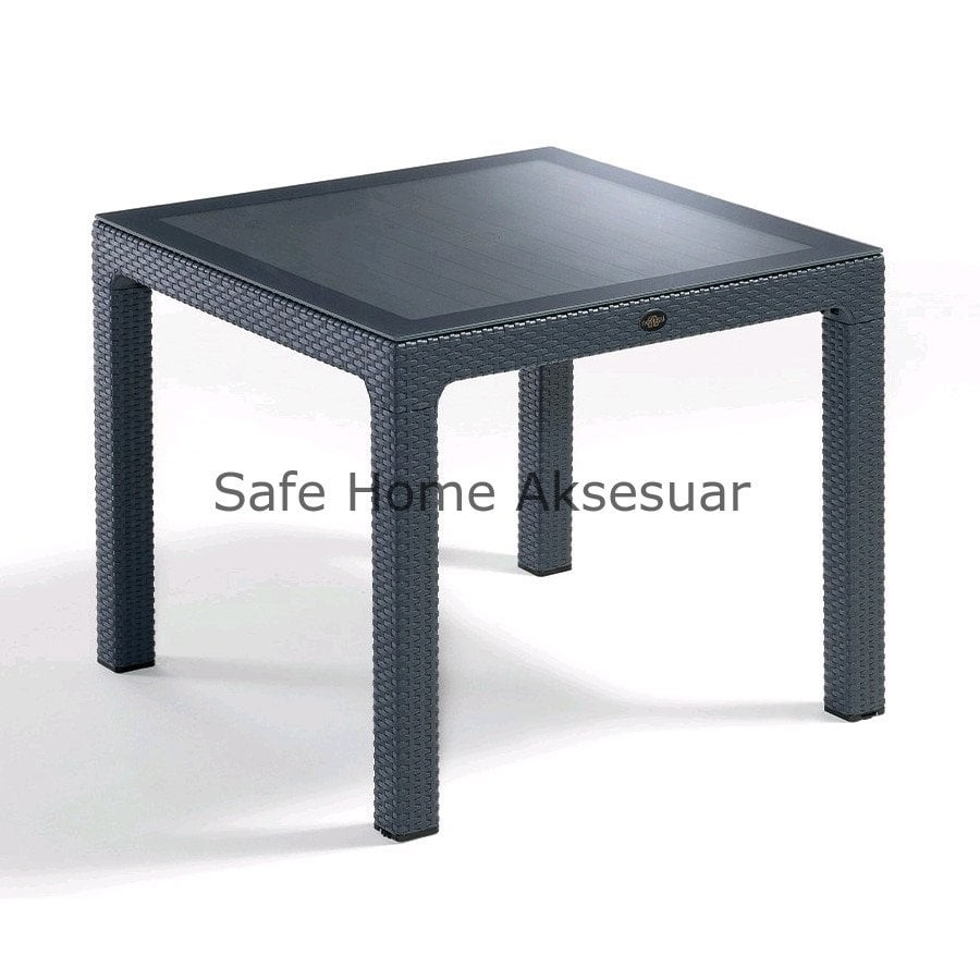Classi Rattan Camlı Masa 90x90