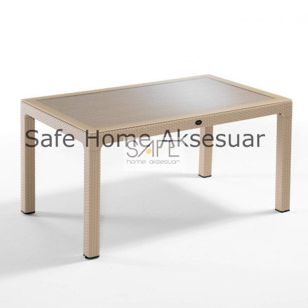 Classi Rattan Camlı Masa 90x150